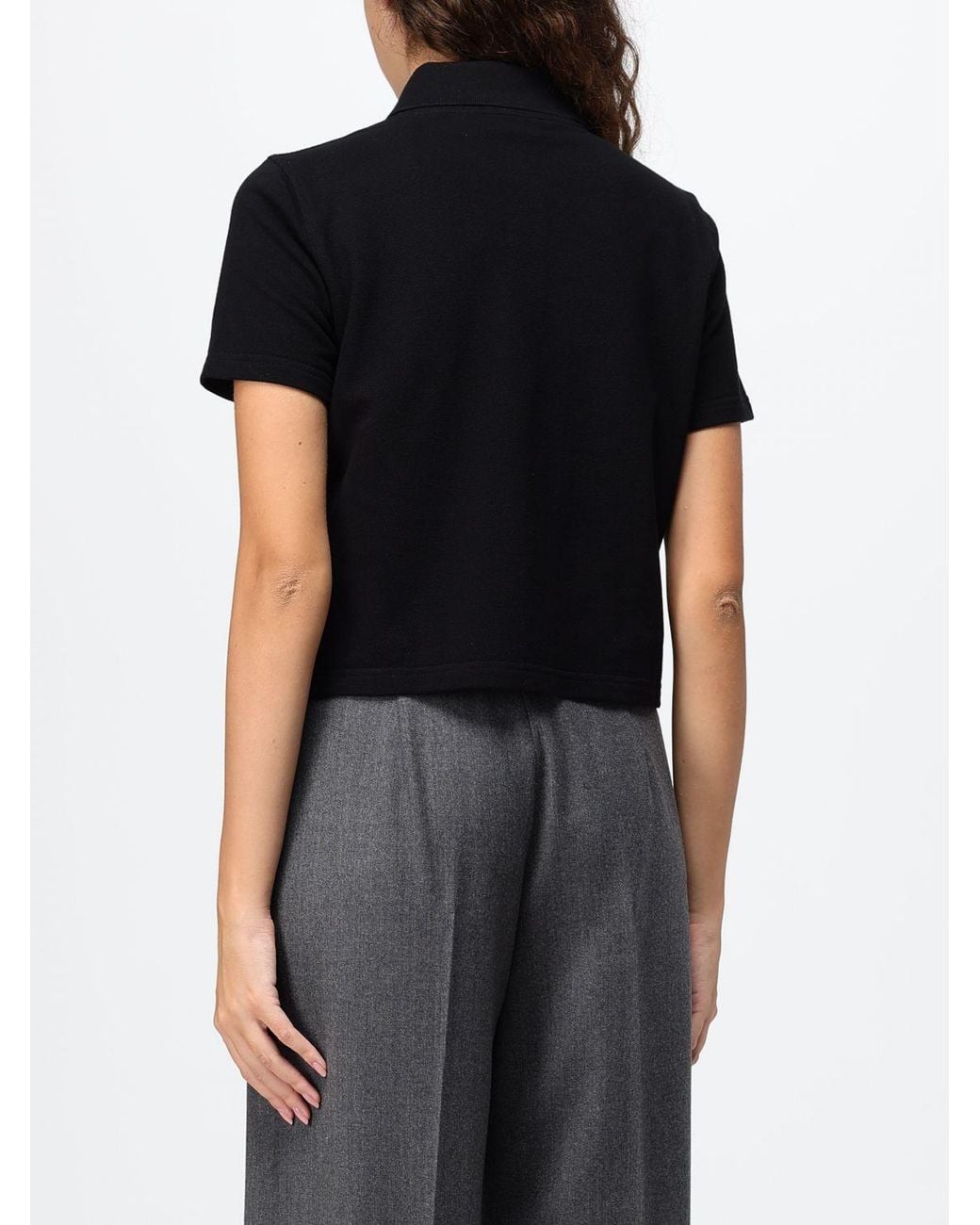 Saint Laurent Black Cotton Polo Shirt With Embroidered Ysl Monogram
