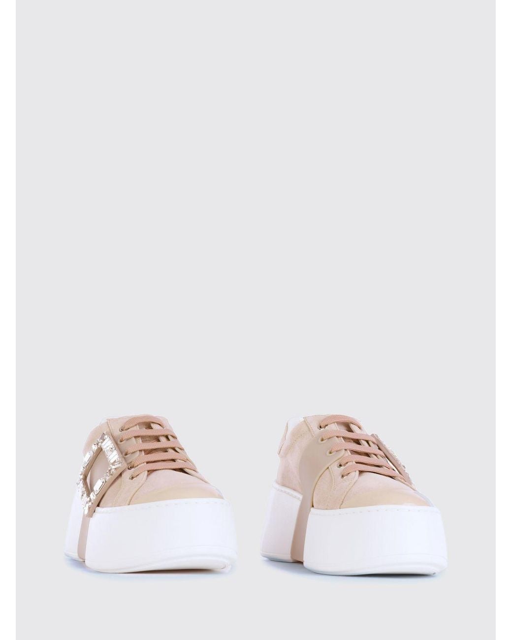 Roger Vivier Natural Viv' Skate Suede Sneakers With Jewel Buckle