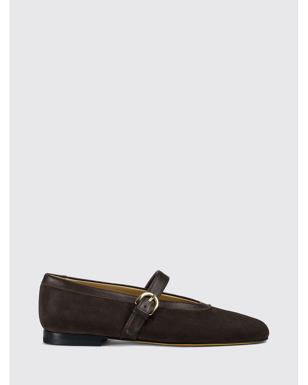 Doucal's White Mary Jane Suede Flats With Strap