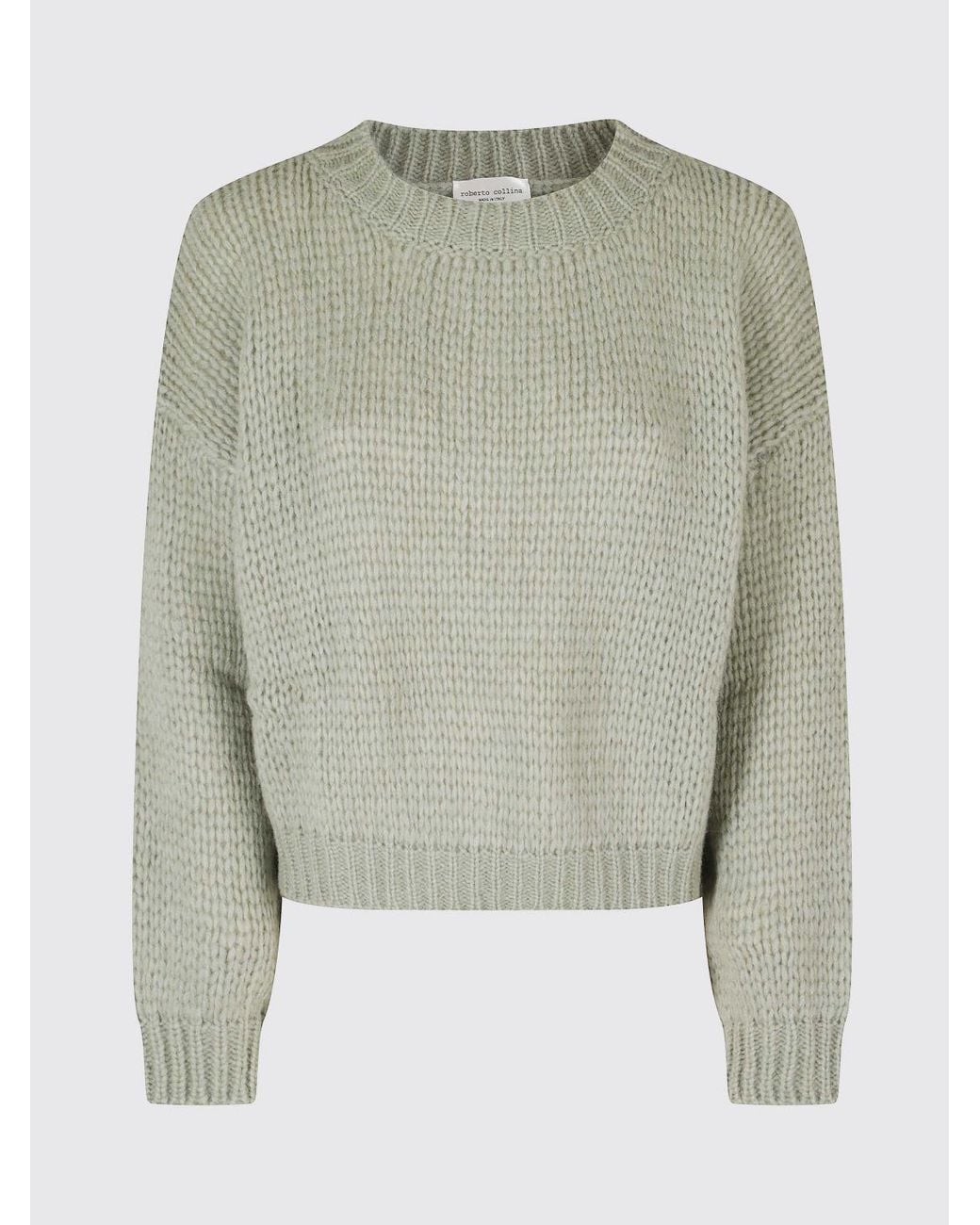 Roberto Collina Gray Pure Wool Crewneck Jumper With Ribbed Cuffs And Hem
