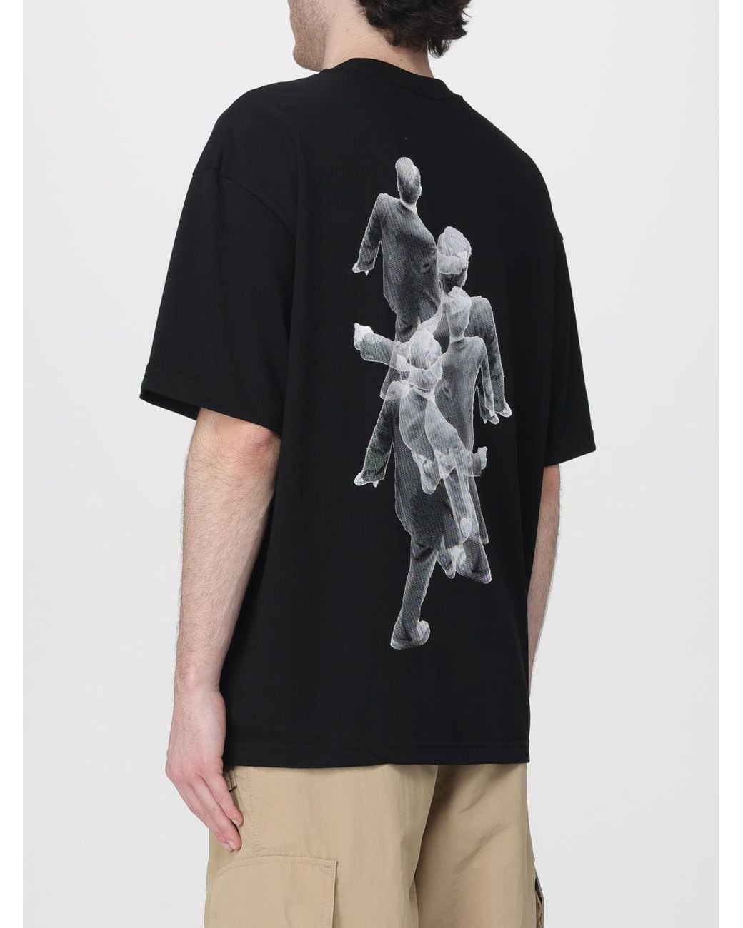 HUGO Black Printed Cotton T-Shirt for men