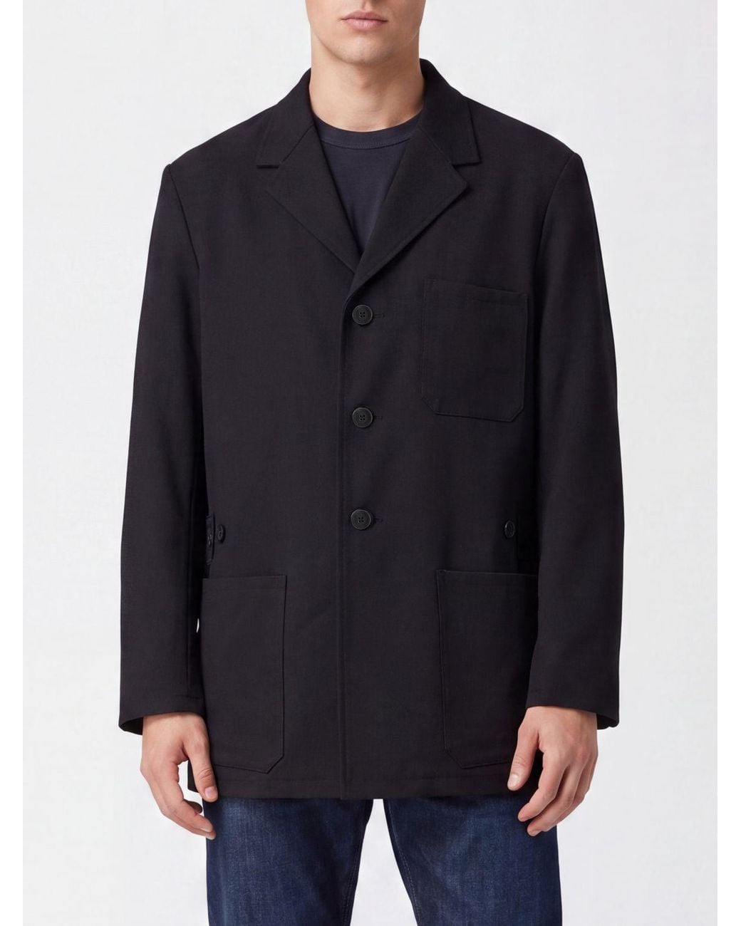 Y-3 Blue Single-Breasted Short Coat for men