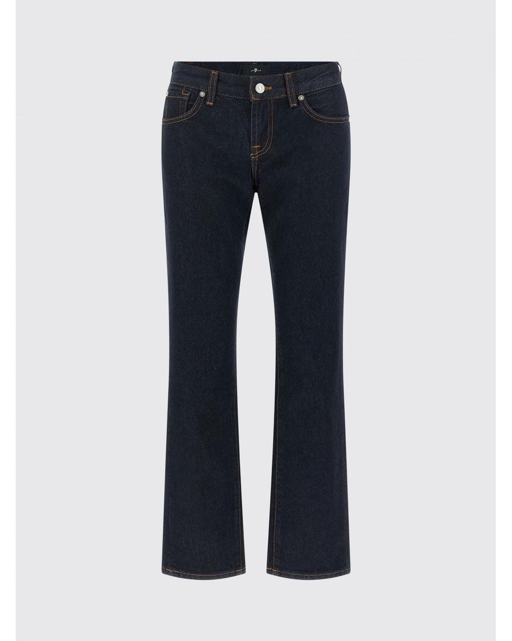 7 For All Mankind Blue High-Waisted Straight Leg Jeans