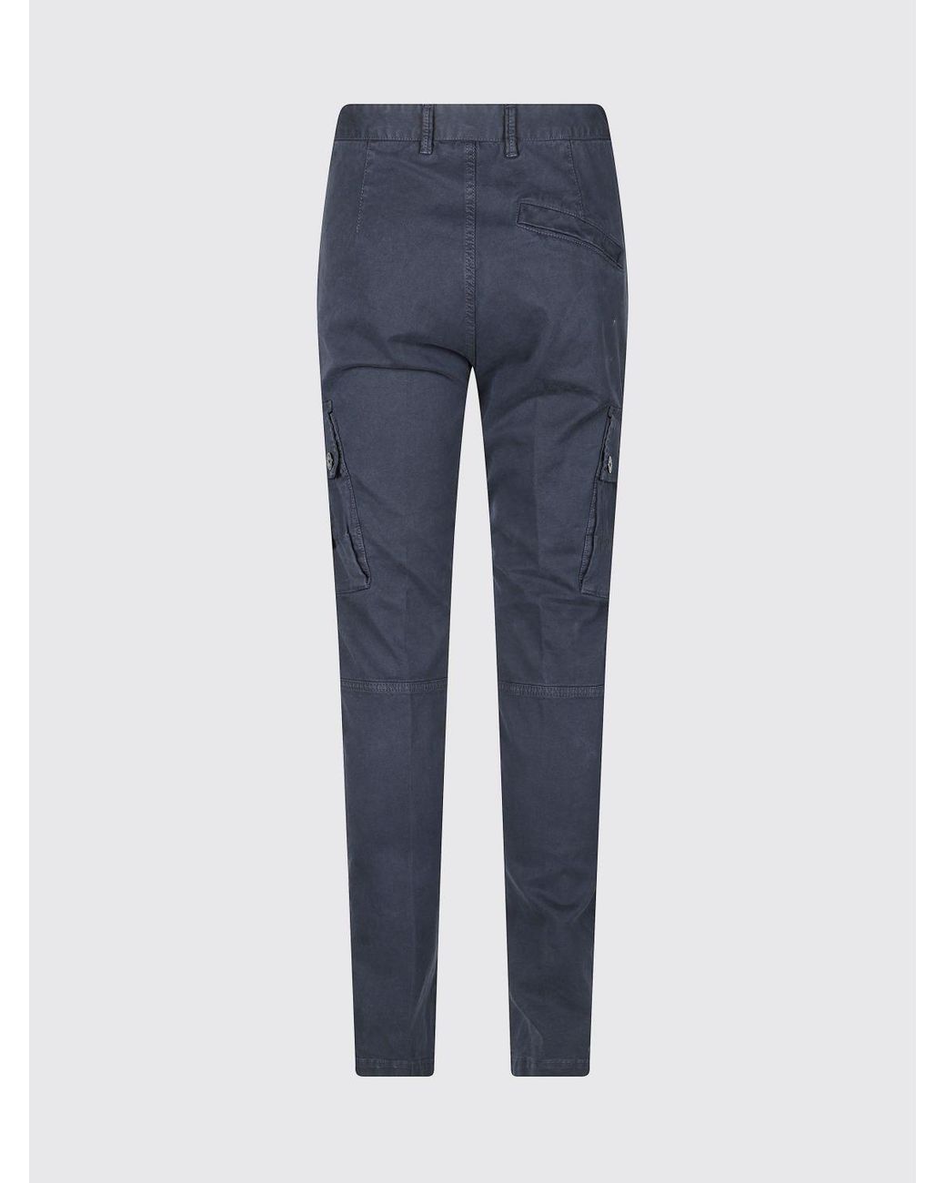 Stone Island Blue Stretch Organic Cotton Cargo Trousers With Compass Logo for men