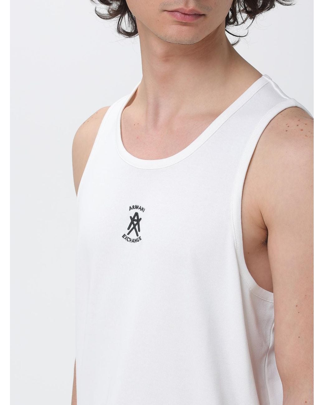 ARMANI EXCHANGE White Jersey Tank Top With Embroidered Logo for men