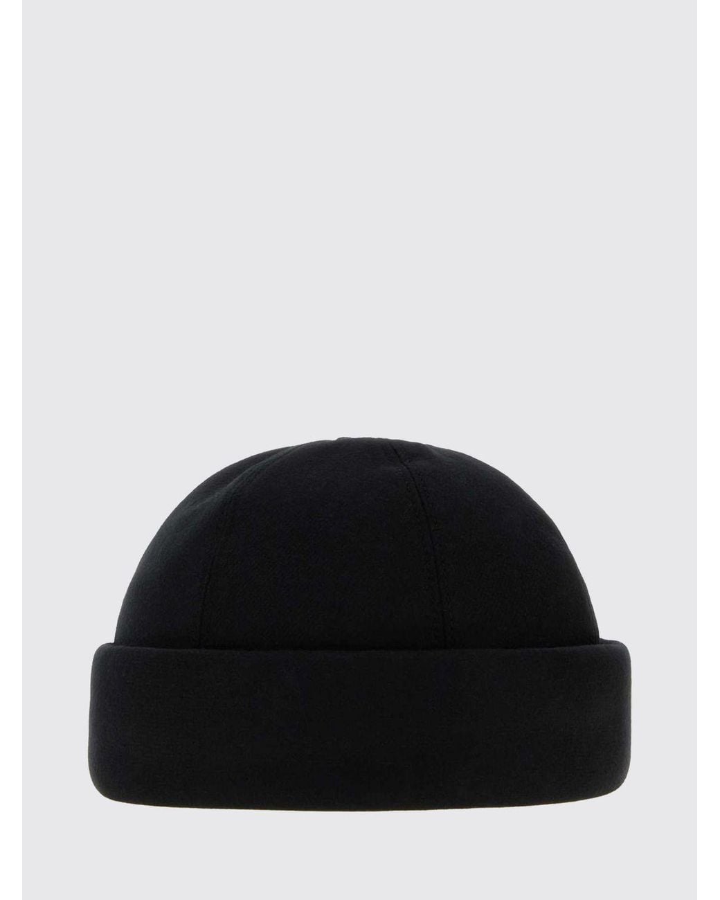 Giorgio Armani Black Cotton-Blend Beanie Hat With Cuffed Brim for men