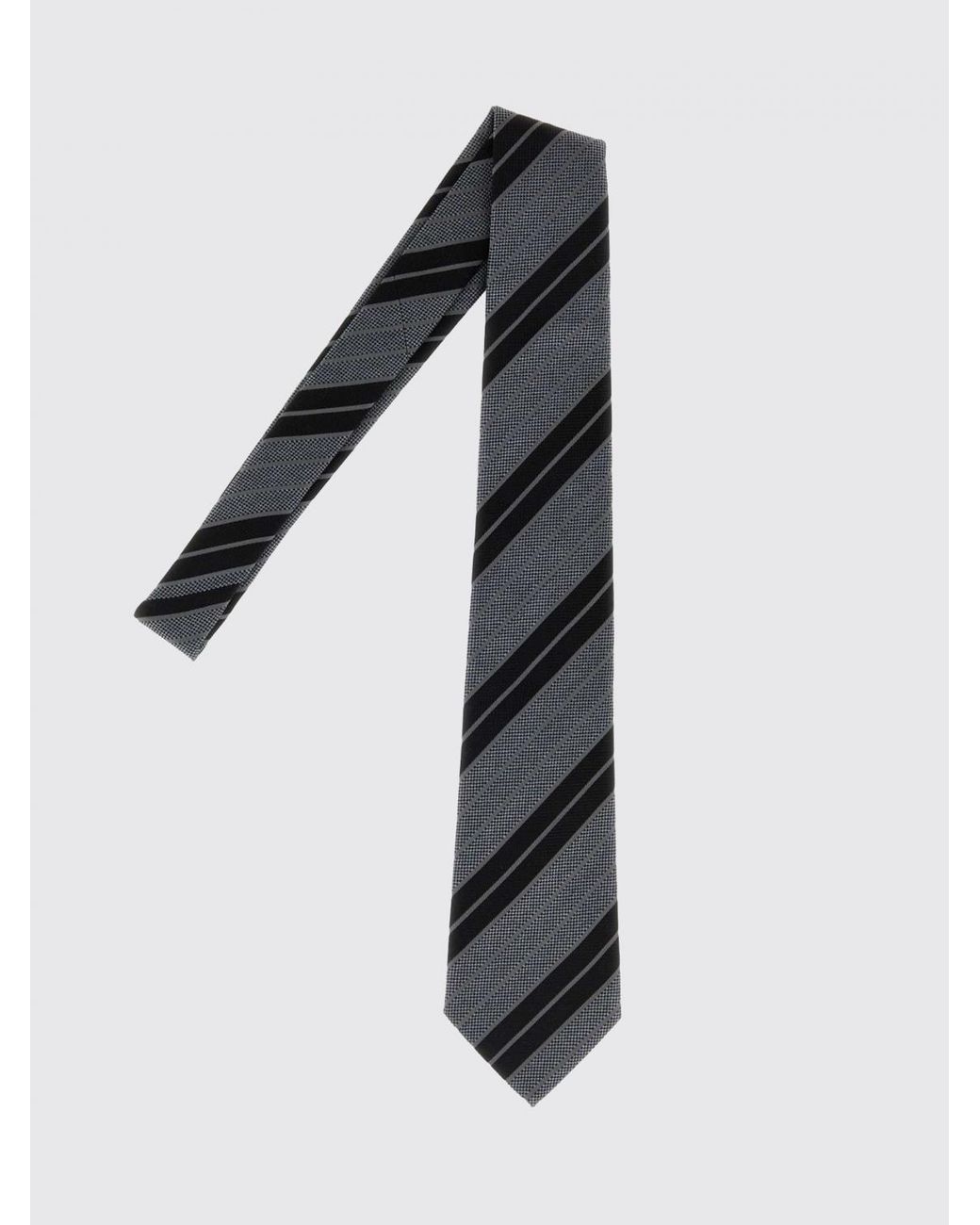 Corbata De Rayas En Pura Seda Saint Laurent de hombre de color Black