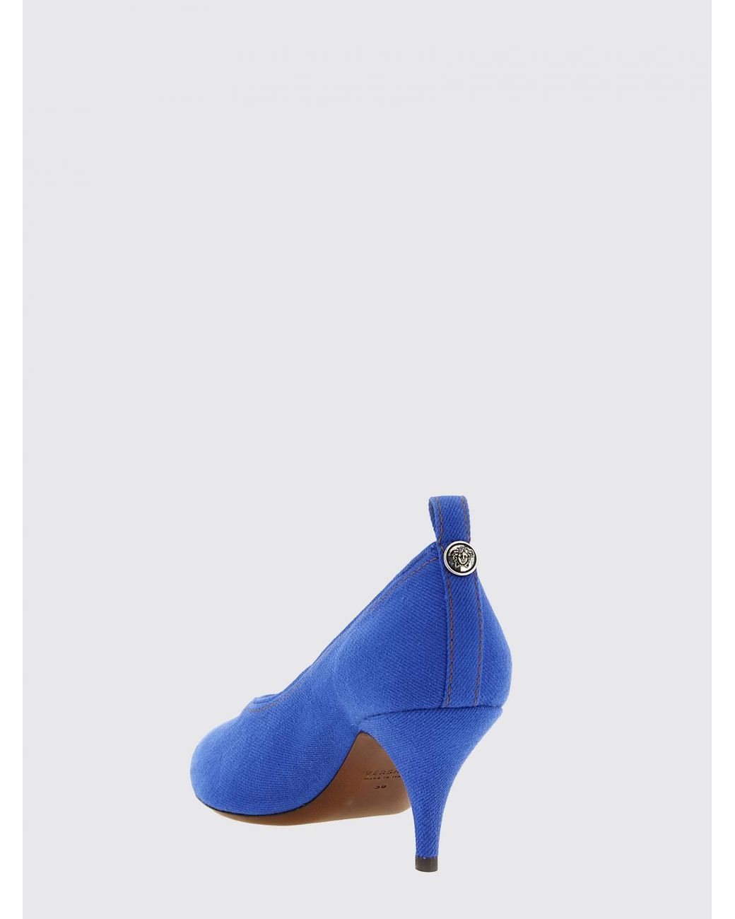 Versace Blue Tina Cotton Twill Pumps
