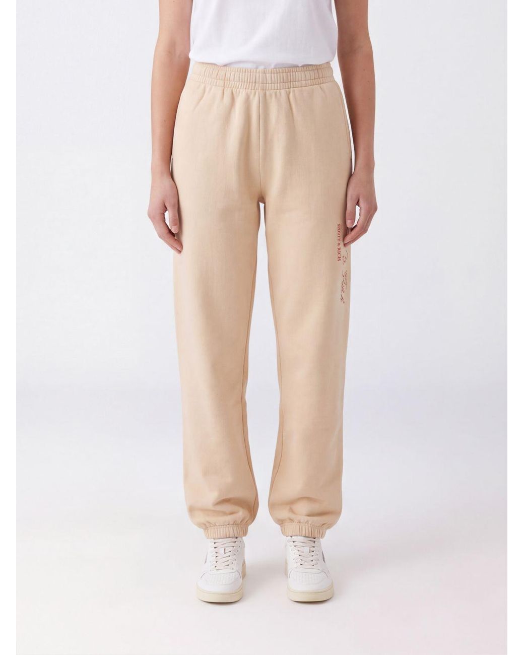 Sporty & Rich Natural Sporty &Amp Rich Straight-Leg Cotton Jogging Trousers With Elasticated Waist And Cuffs