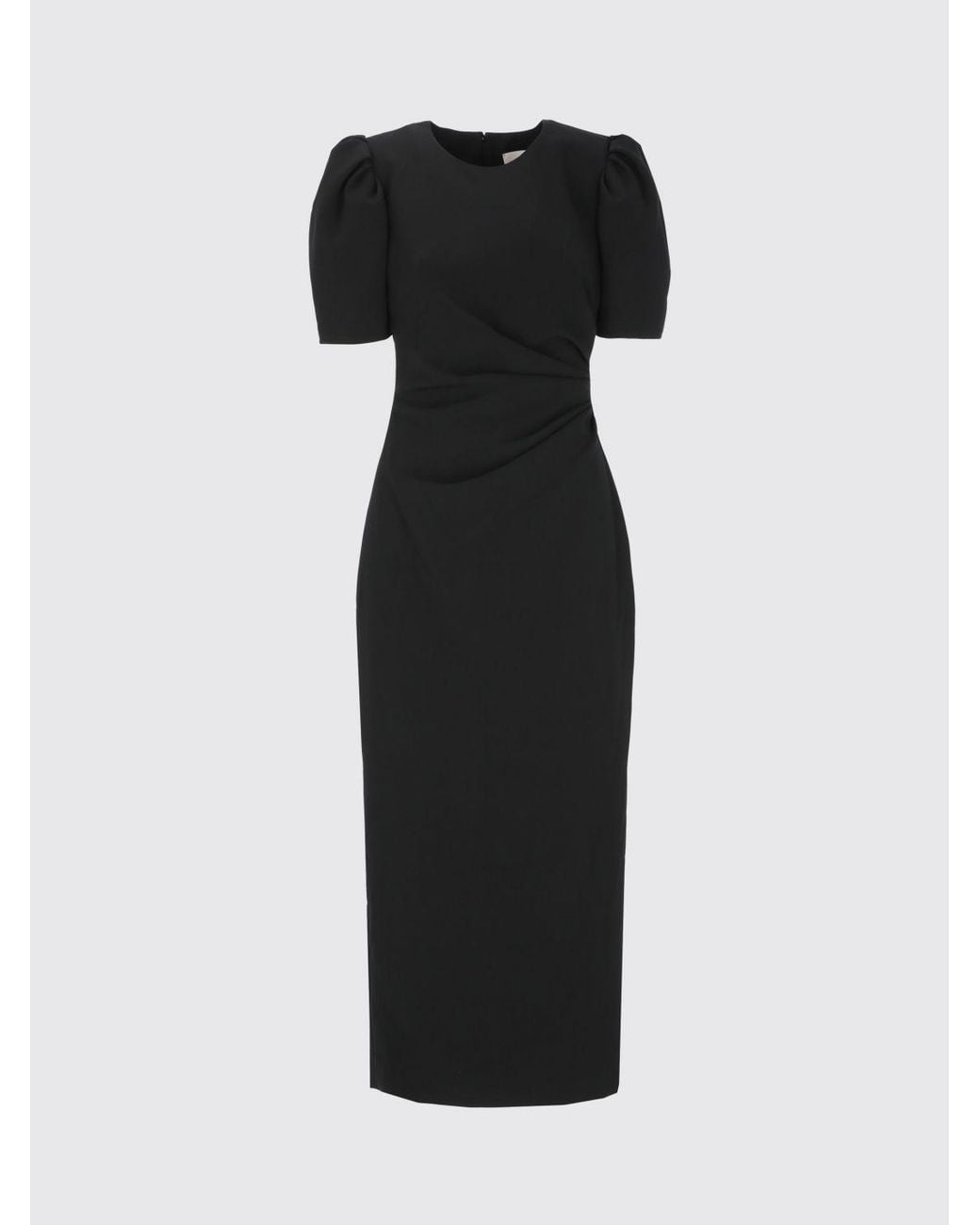 Carolina Herrera Black Jersey Midi Sheath Dress With Puff Sleeves