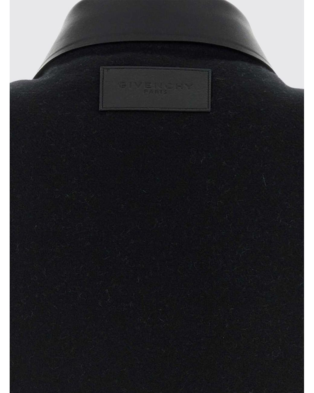 Givenchy Blue Wool Shirt Jacket With Contrasting Leather Collar for men
