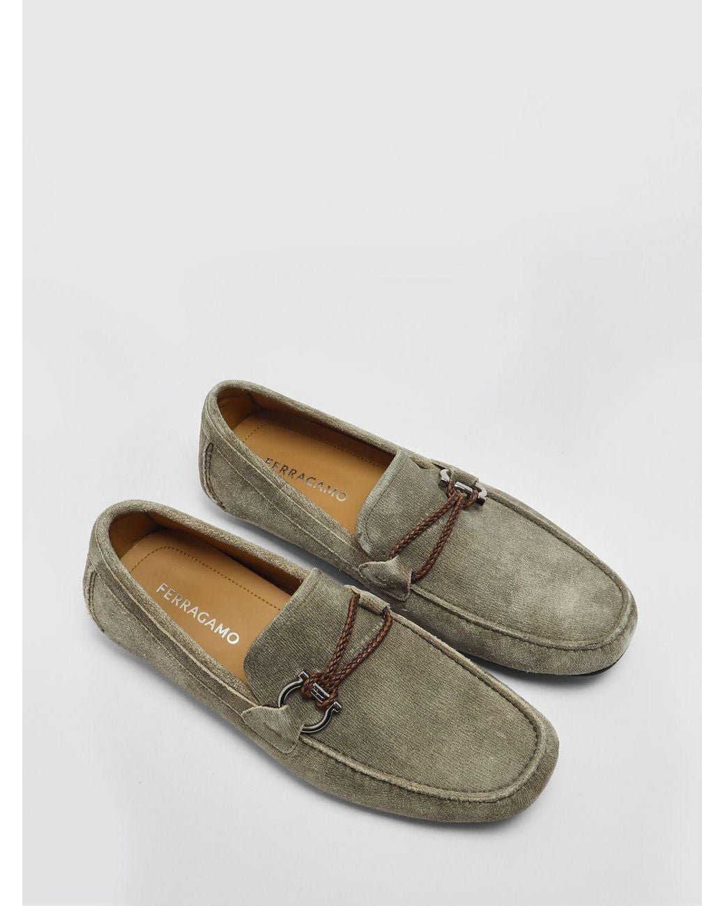 Ferragamo Multicolor Gancini Suede Driver Loafers for men