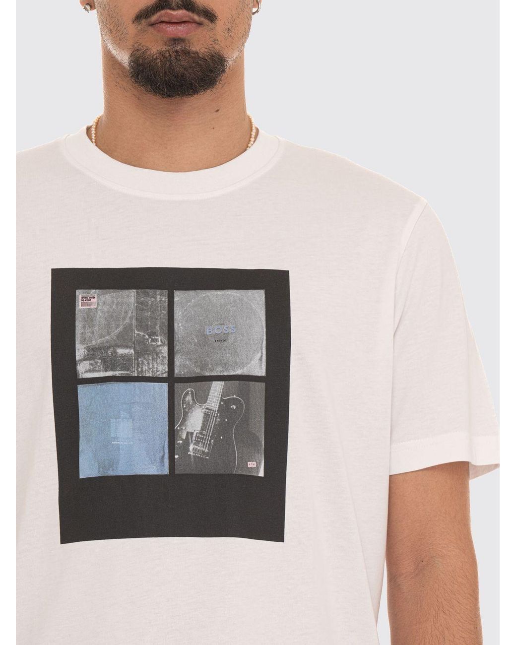 Boss Natural Short-Sleeved Cotton T-Shirt With Graphic Print And Crew Neck for men