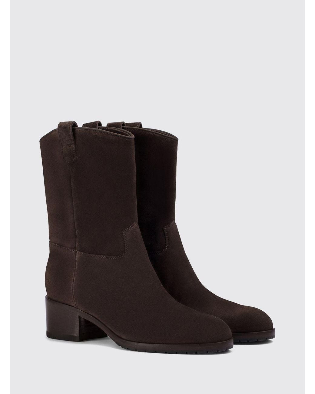 Doucal's Black Suede Texan Boots With Round Toe And Low Heel