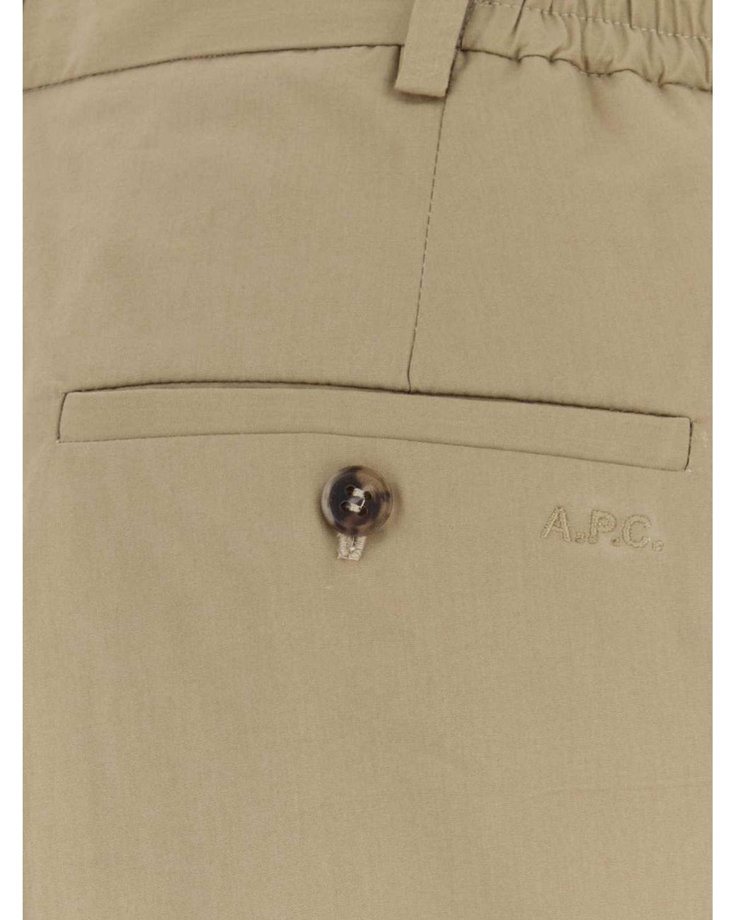 A.P.C. Natural Dylan Straight Fit Cotton Chino Trousers With Mid-Rise Waist for men