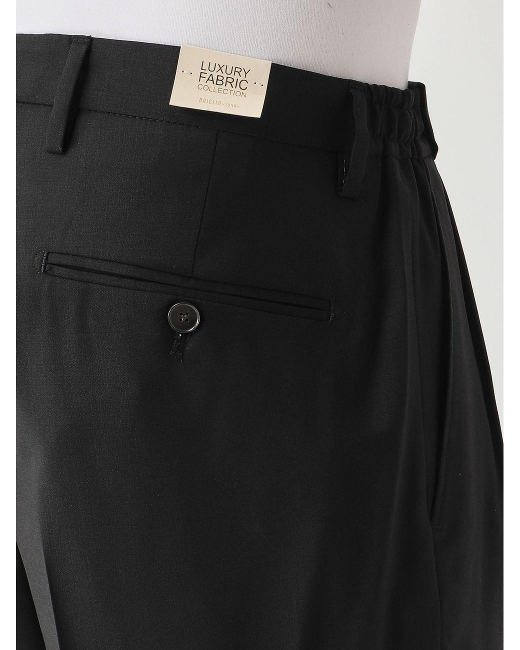 Briglia 1949 Black Virgin Wool Portobello Trousers for men