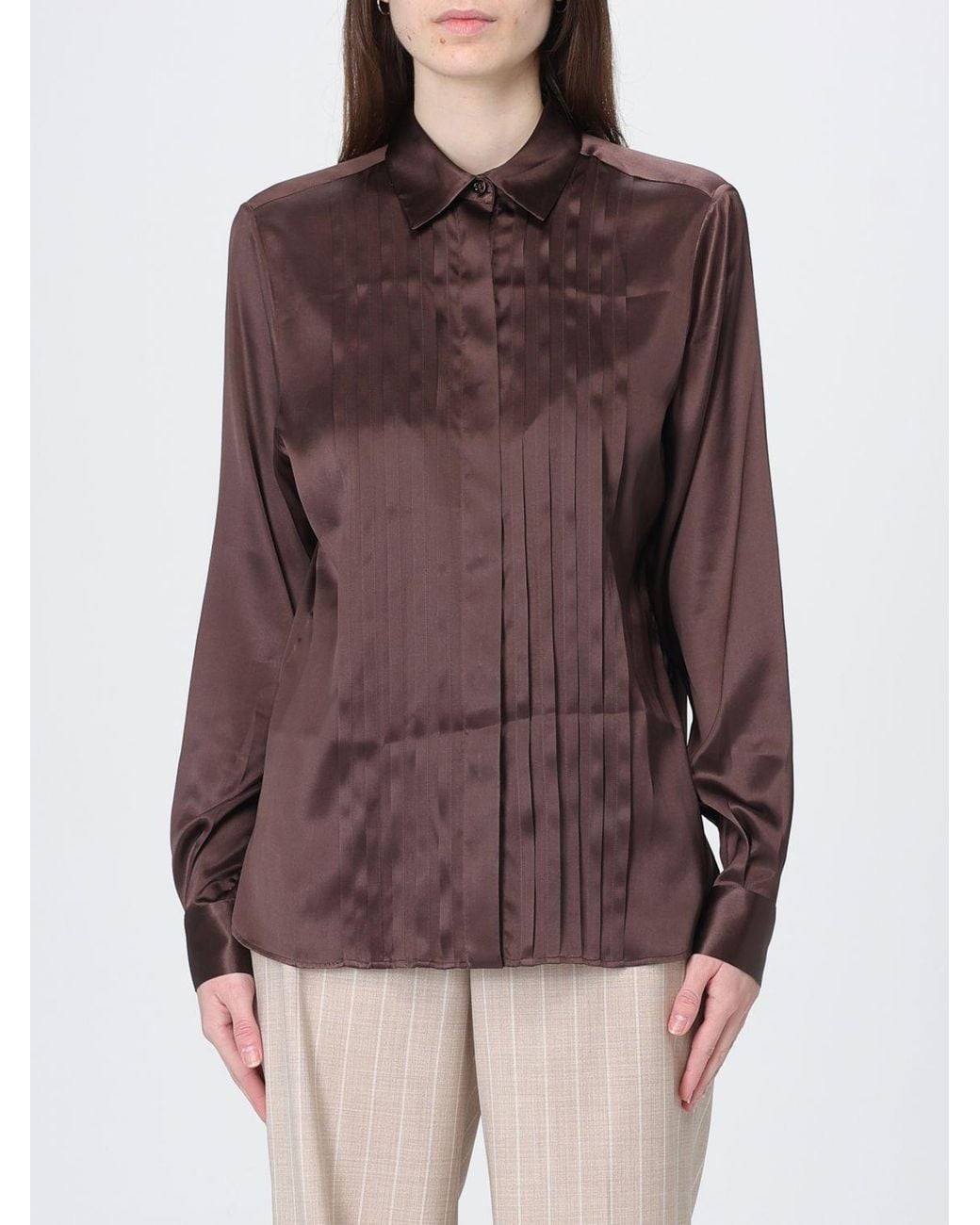Camicia Con Plastron di Tagliatore in Brown