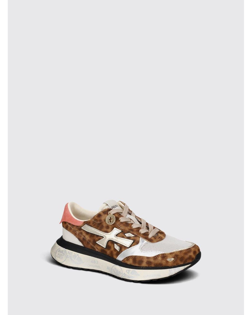 Premiata White Lauryn Animal Print Pony Hair Sneakers With Crystal Embellishments