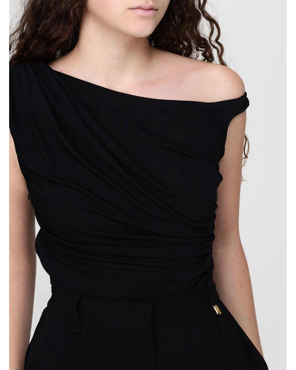 Elisabetta Franchi Black Draped Bodysuit