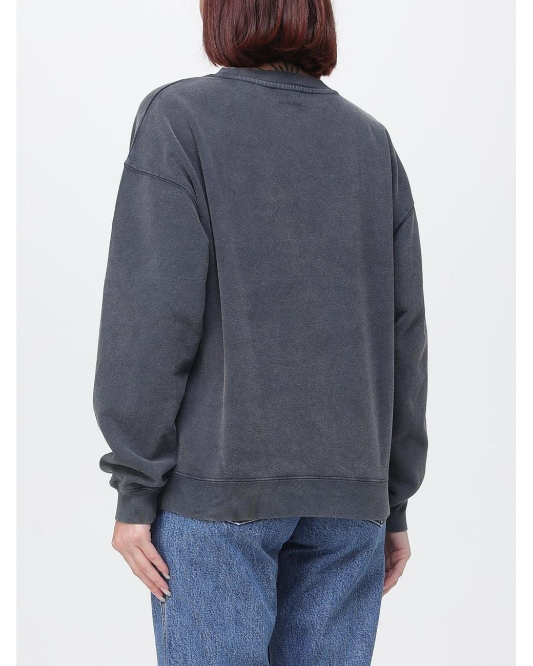Anine Bing Blue Cotton Crewneck Sweatshirt With Contrast Graphic Print
