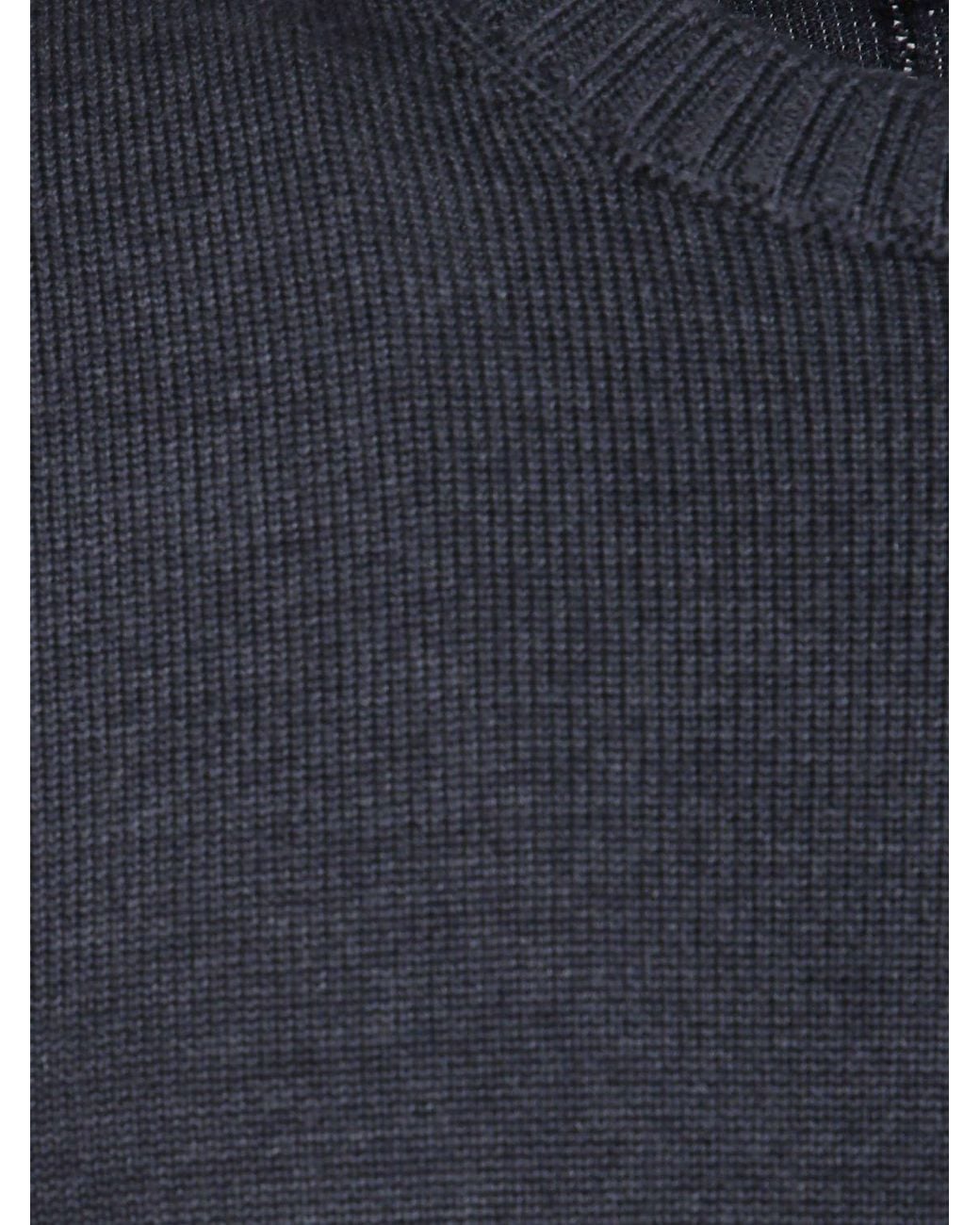 Drumohr Blue Pure Merino Wool Crewneck Jumper With Long Sleeves And Ribbed Trims for men