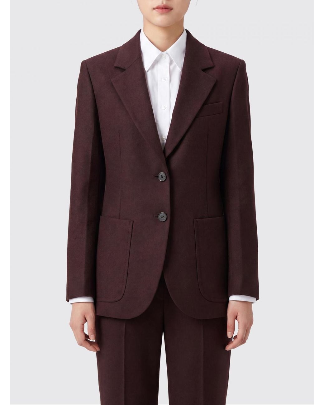 Victoria Beckham Purple Single-Breasted 100% Wool Blazer With Lapel Collar