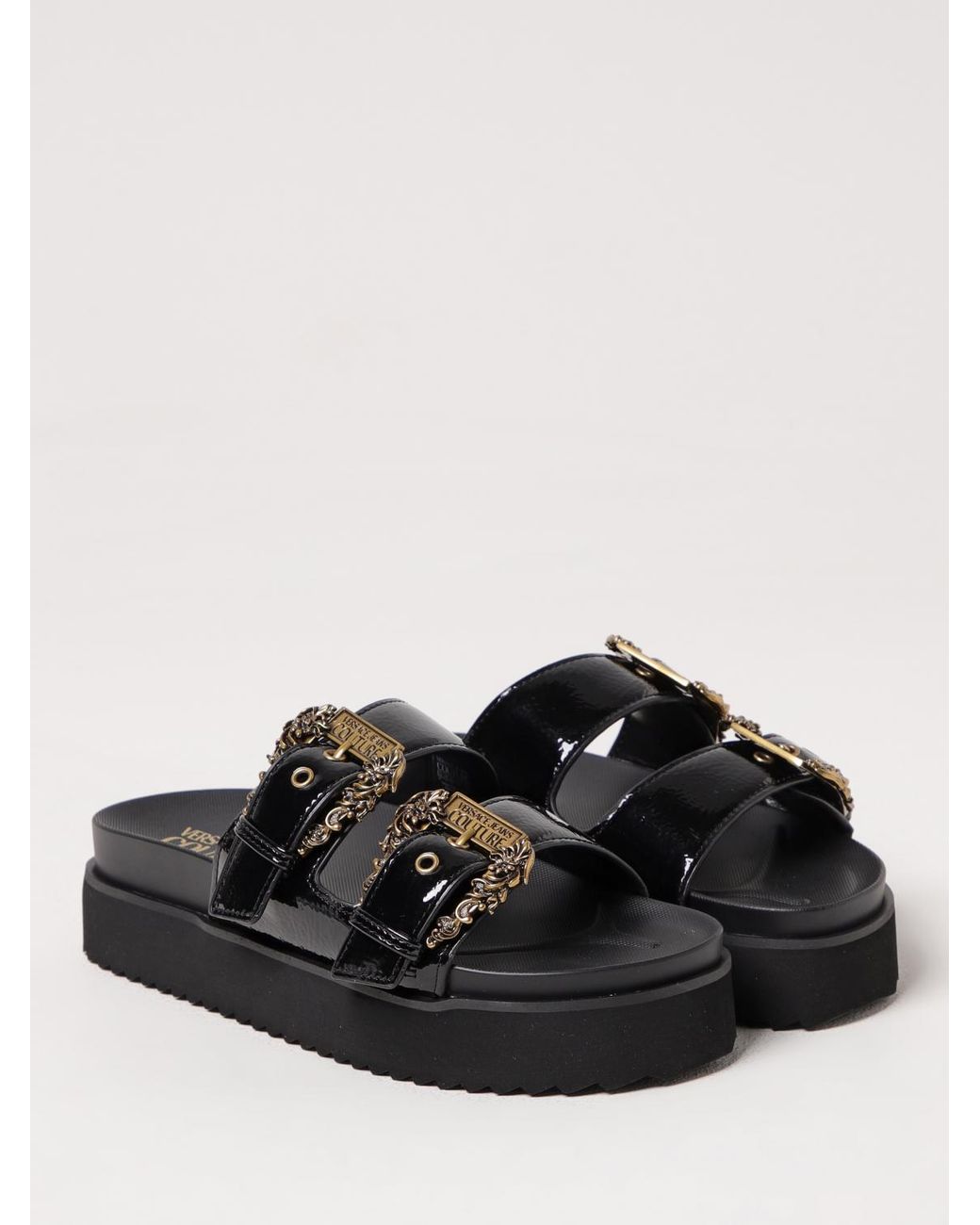 Versace Jeans Couture Black Flat Sandals
