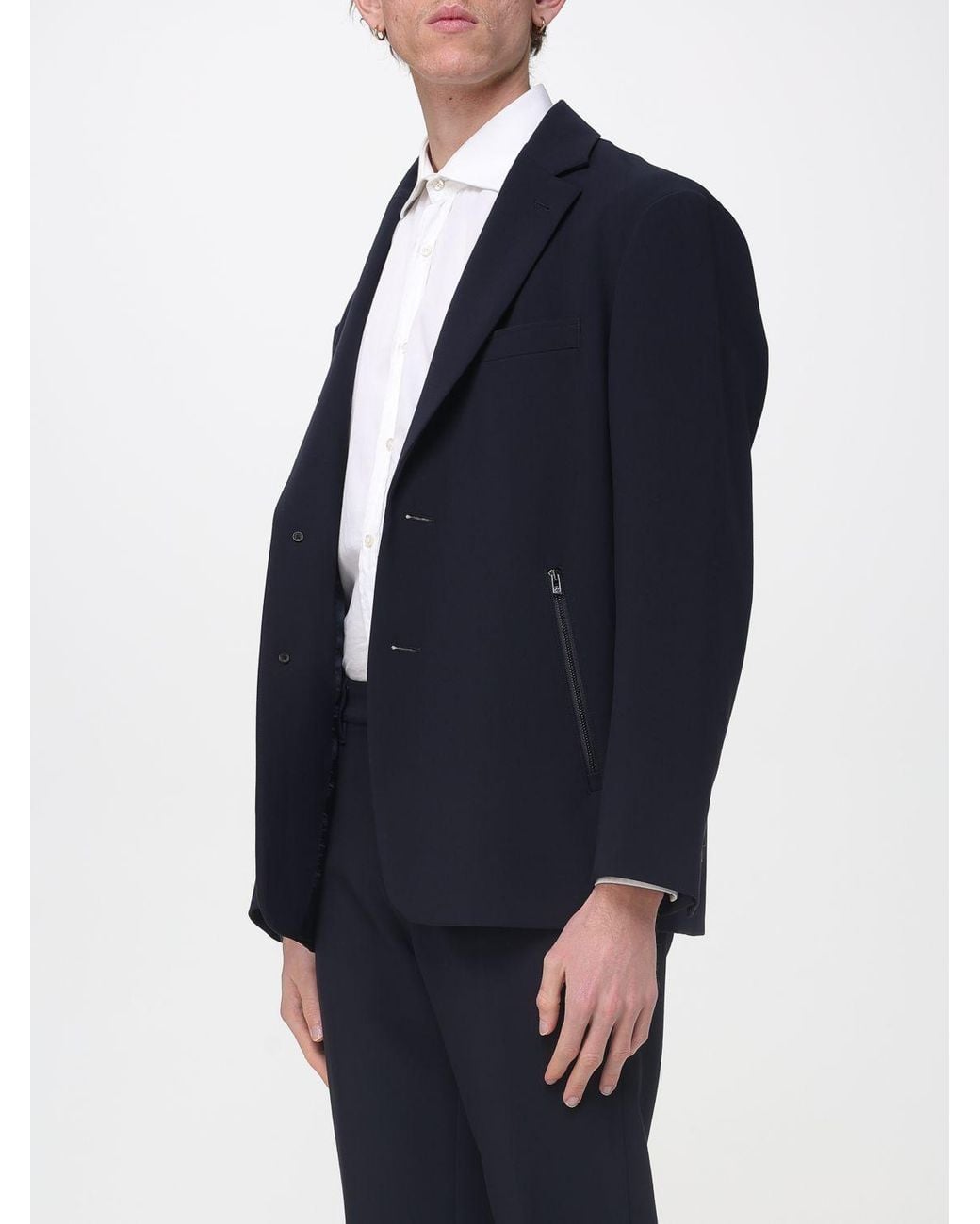 Emporio Armani Blue Single-Breasted Blazer for men