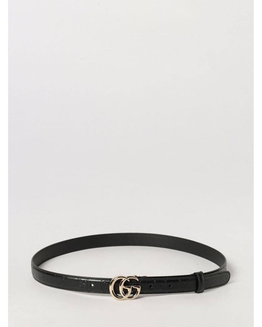 Gucci Black Gg Marmont Smooth Calfskin Leather Belt With Monogram Buckle