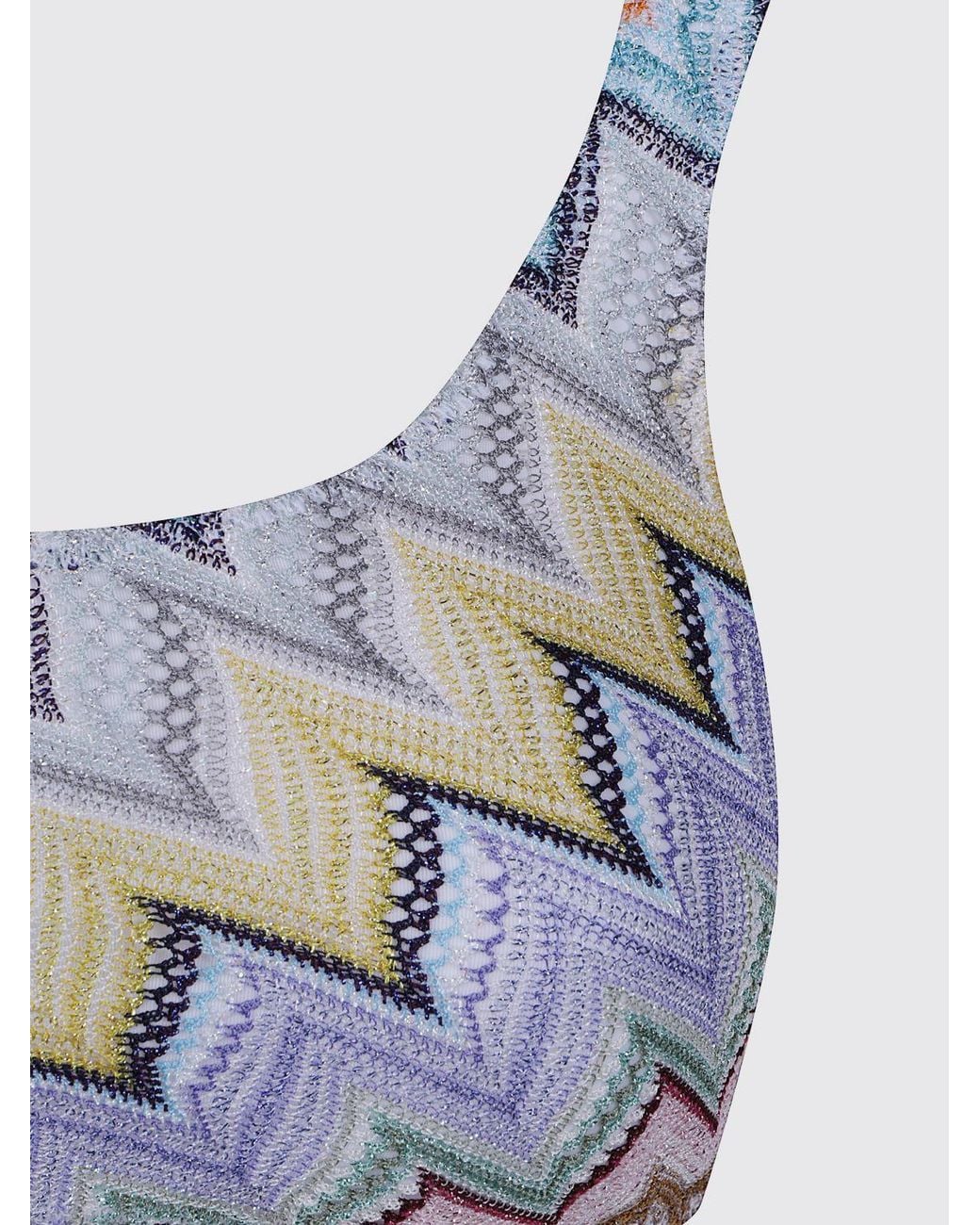 Missoni Multicolor Lurex Bikini With One-Shoulder Top And Zig-Zag Pattern