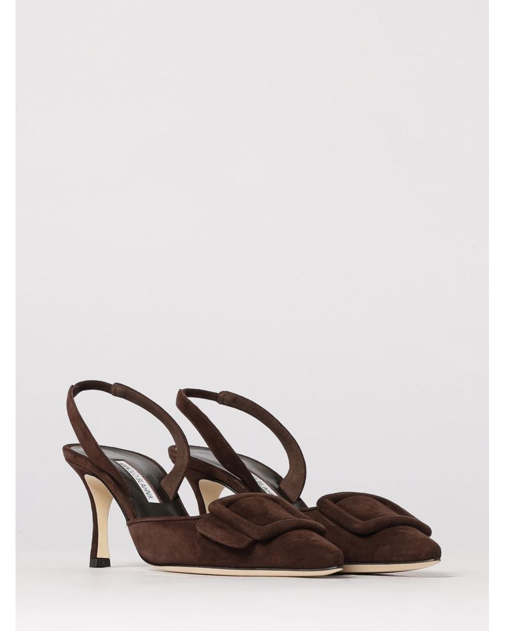 Manolo Blahnik Multicolor Maysli Suede Slingback Pumps With Decorative Buckle