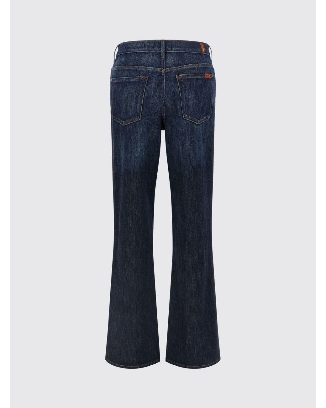 7 For All Mankind Blue Stovepipe High-Waisted Straight Jeans