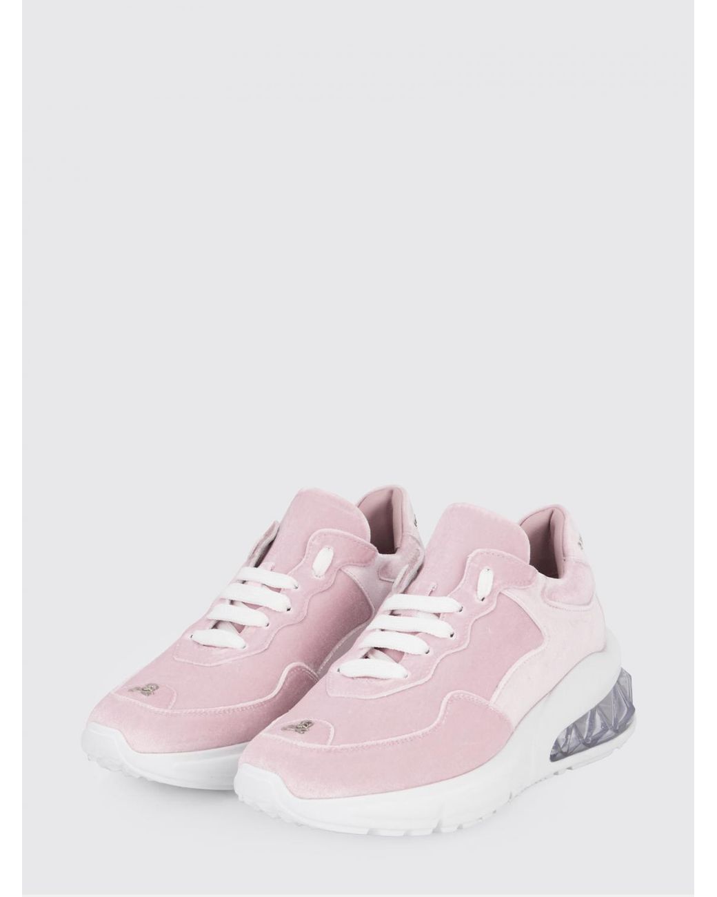 Philipp Plein Pink Low-Top Leather And Suede Trainers With Contrasting Rear Logo