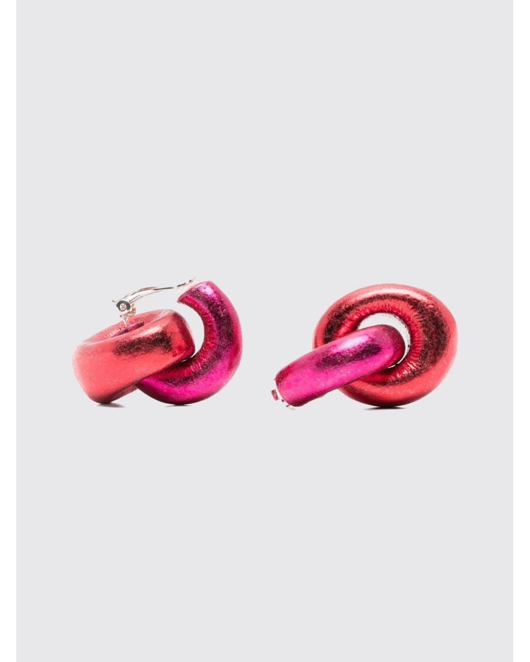 Monies Red Bicolor Acacia Wood Pendant Clip-On Earrings
