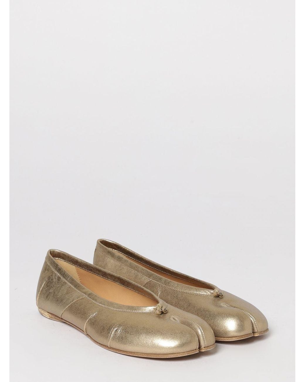 Maison Margiela Natural Laminated Leather Tabi Ballerina Shoes