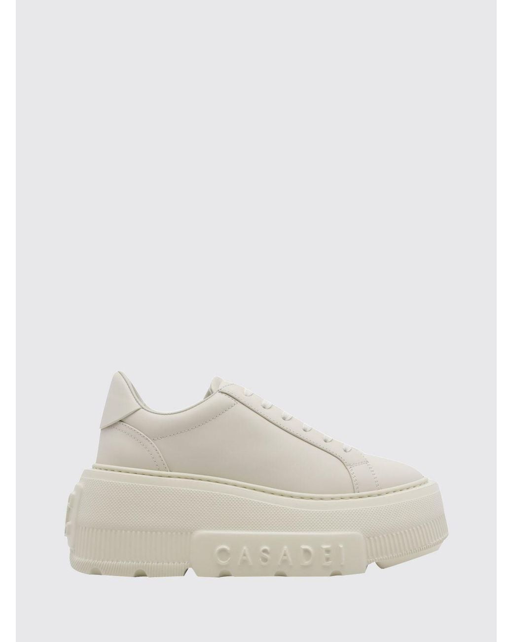 Casadei White Nexus Smooth Leather Platform Wedge Sneakers