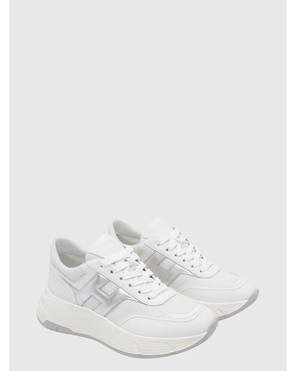 Hogan White Hi-Fi Smooth And Laminated Nappa Leather Sneakers With Chunky Sole