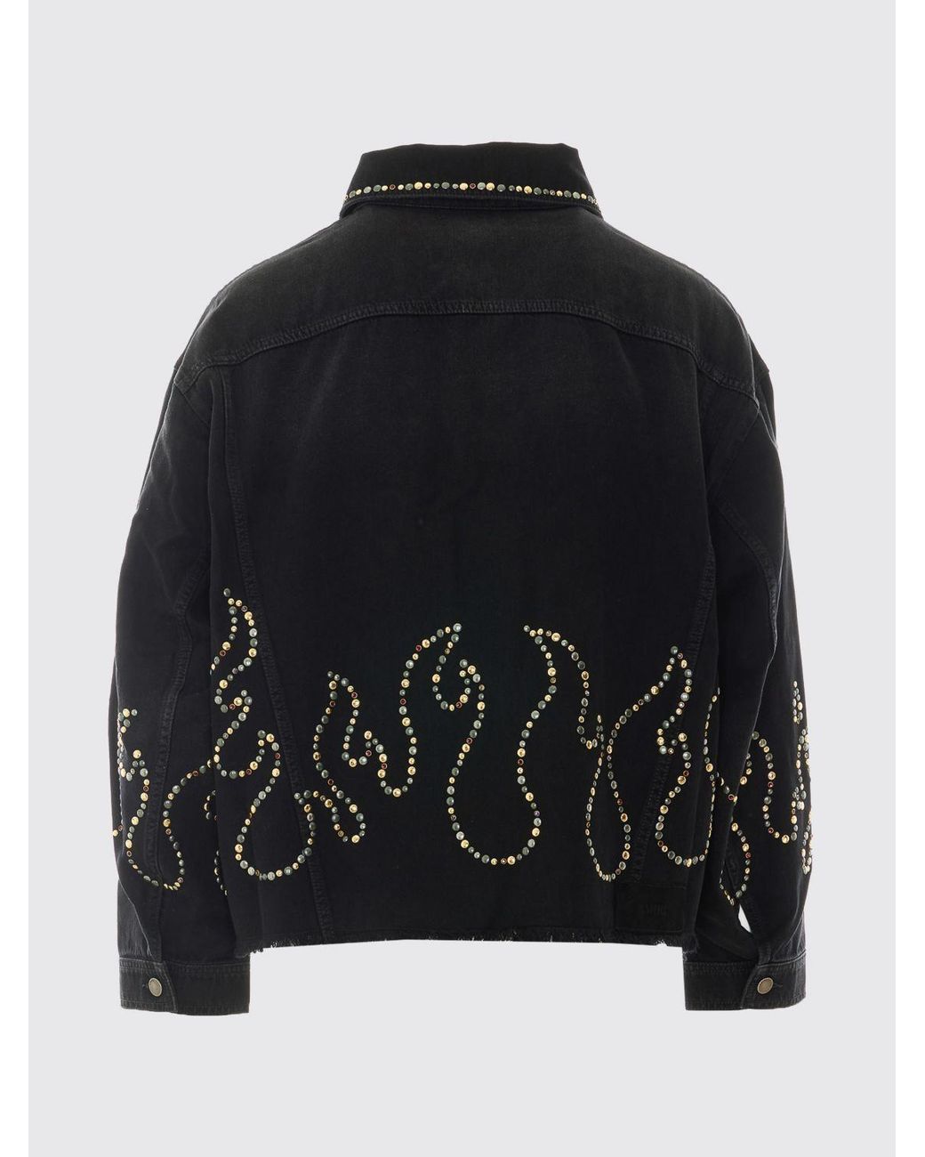 Amiri Blue Flames Print Denim Jacket With Stud Application for men