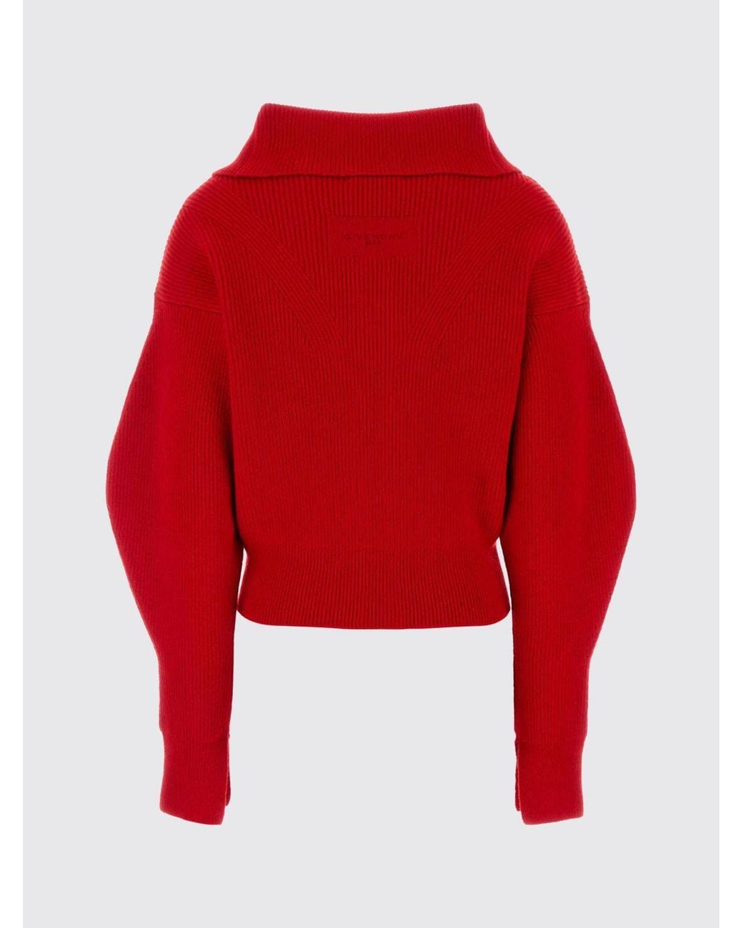 Givenchy Red Wool And Cashmere Sailor Collar Zip-Up Cardigan