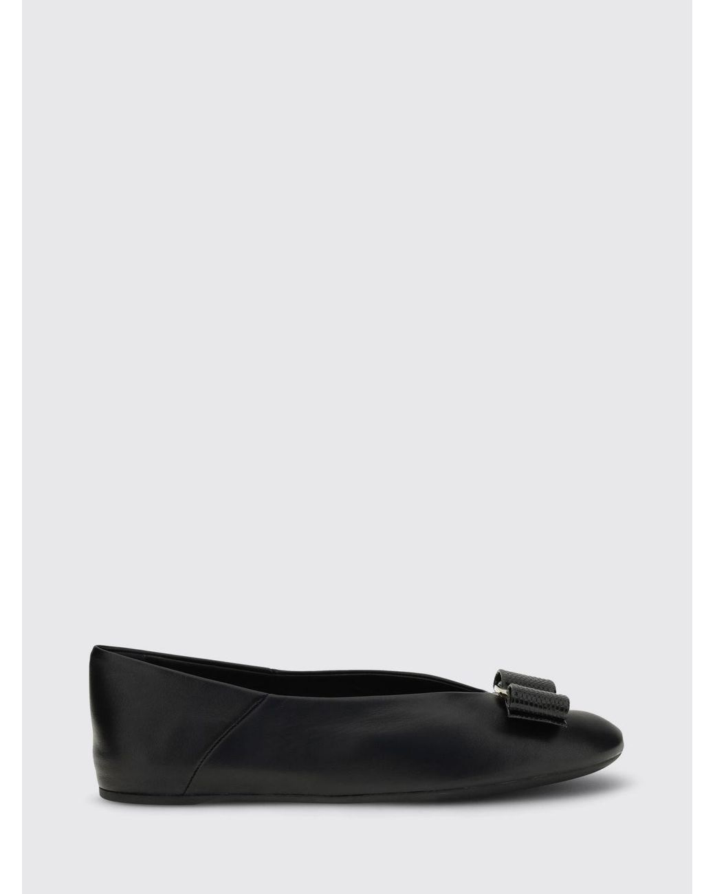 Ferragamo Black Vara Leather Ballerina Flats