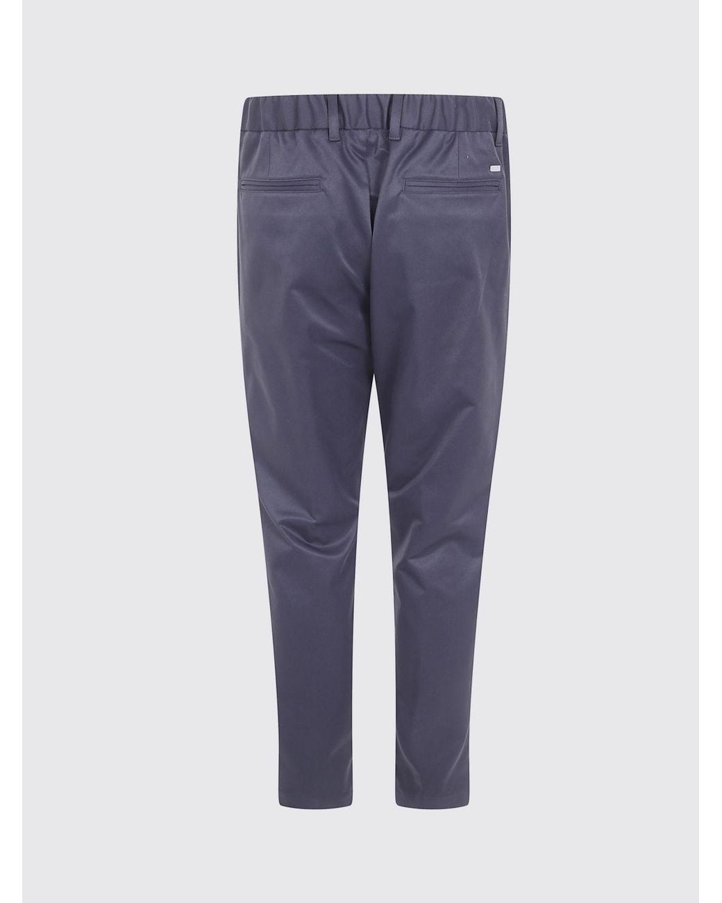 Herno Blue Slim Fit Cotton Trousers With Drawstring Waist And Belt Loops for men