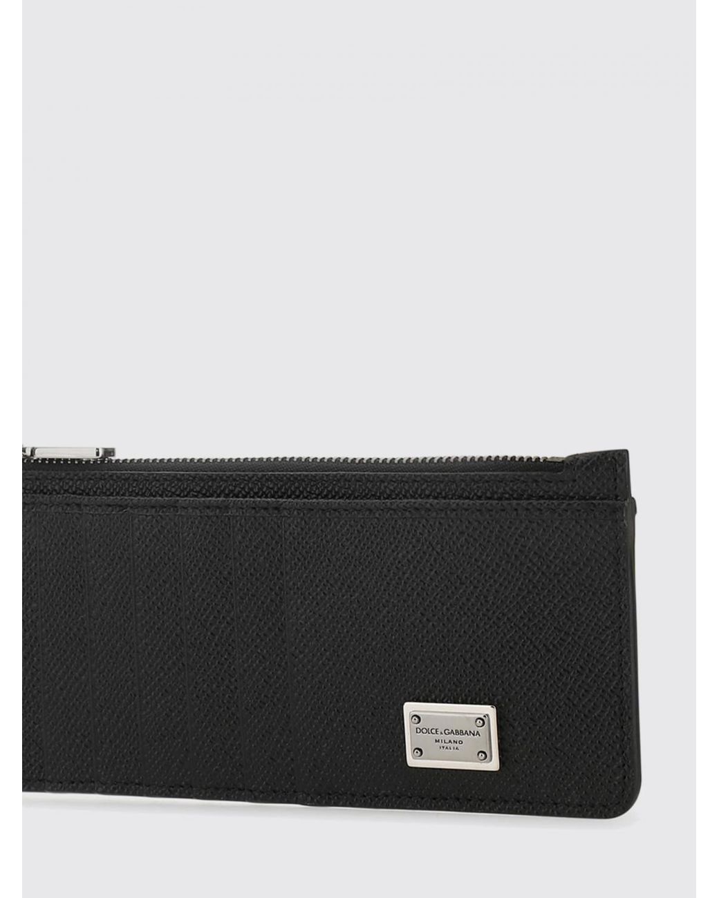 Dolce & Gabbana Gray Dolce &Amp Gabbana Grain Leather Credit Card Holder for men