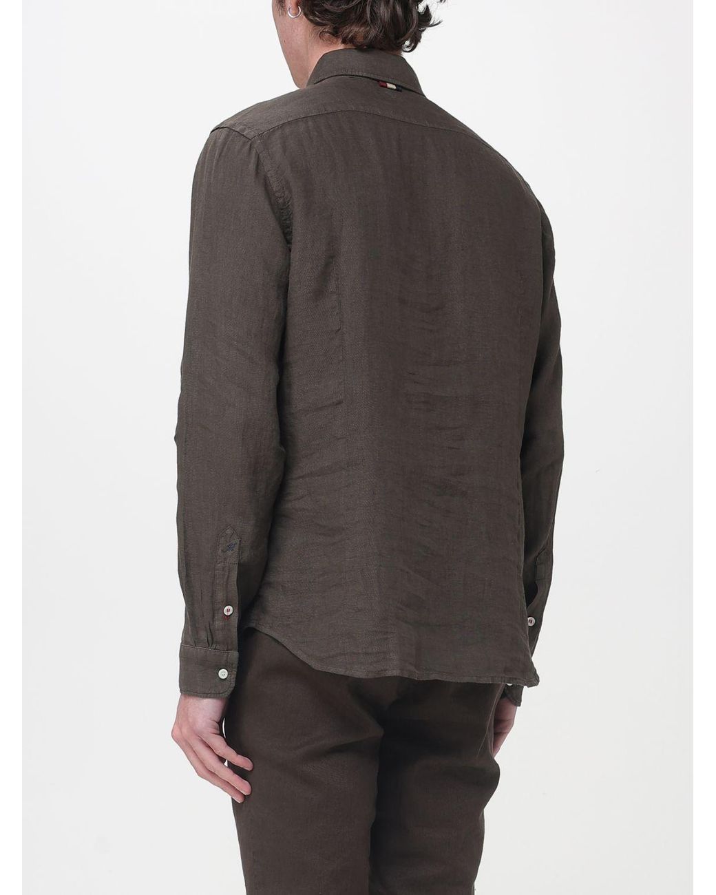 Mason's Gray Basic Linen Shirt for men