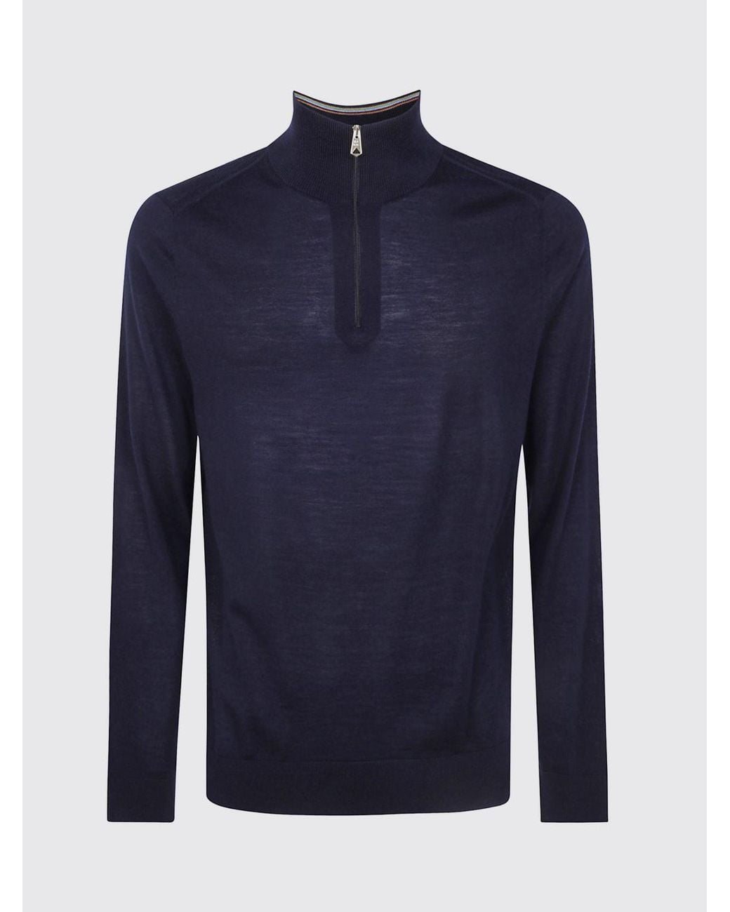 Paul Smith Blue Pure Merino Wool Half-Zip Turtleneck Jumper for men