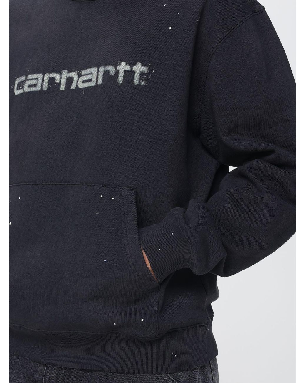 Carhartt Blue Relaxed Fit Cotton Crewneck Jumper With Contrasting Lettering Logo for men