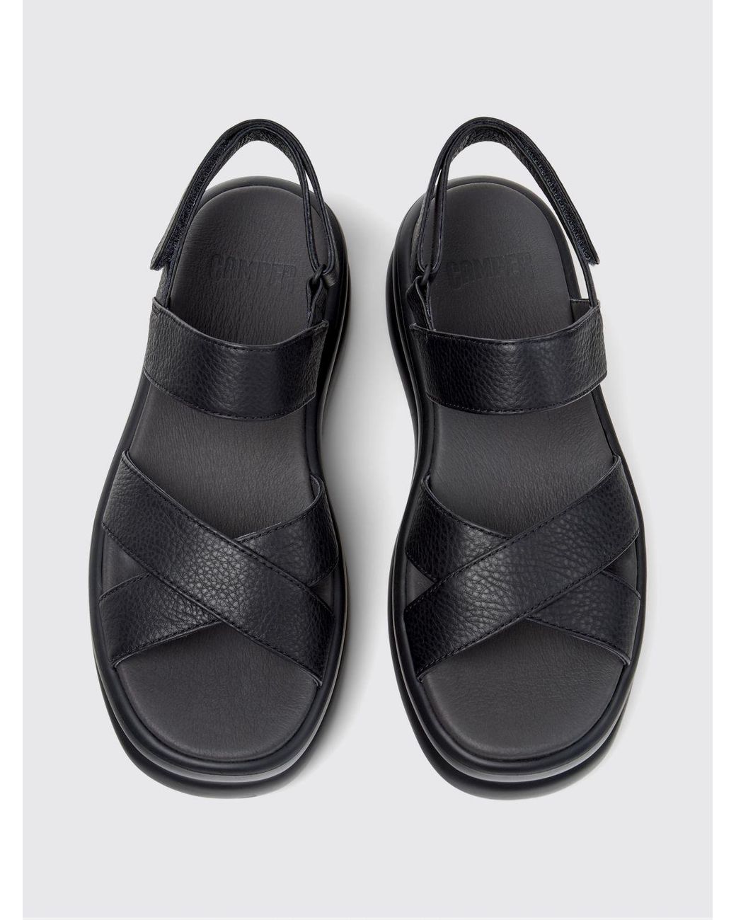 Camper White Pelotas Flota Up Grained Leather Sandals