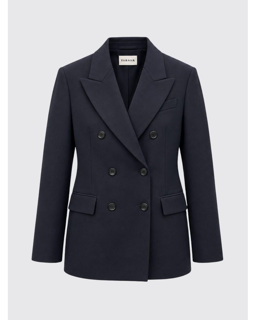 P.A.R.O.S.H. Blue Double-Breasted Virgin Wool Blazer P.A.R.O.S.H. With Peaked Lapels