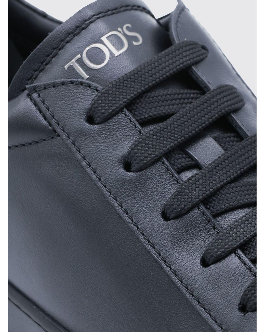 Tod's Blue Smooth Calfskin Low-Top Sneakers With Heel Gommini for men