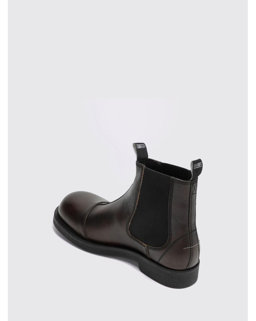 MM6 by Maison Margiela Black Calf Leather Chelsea Boots With Signature Stitch Logo for men