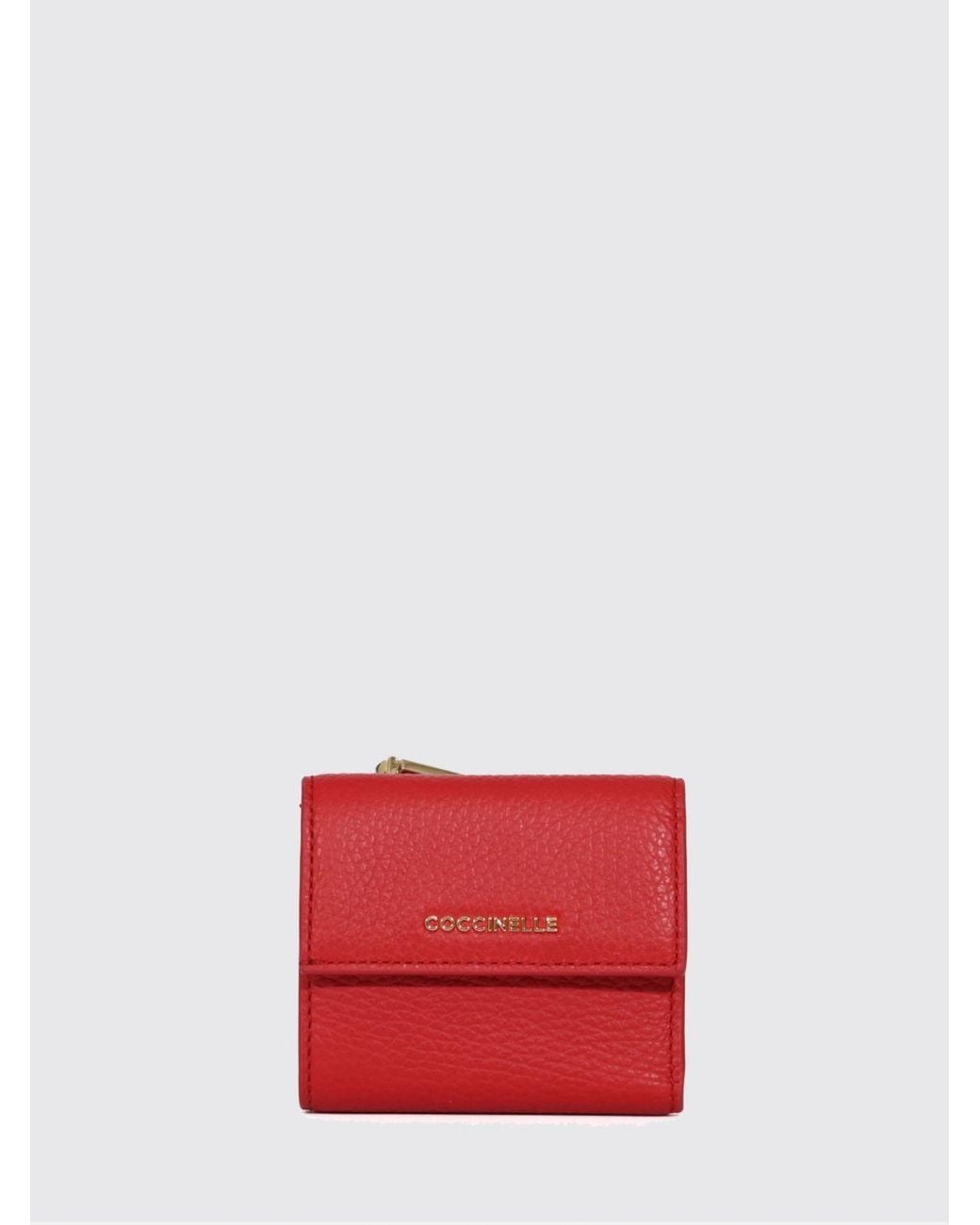 Coccinelle Red Metallic Soft Tri-Fold Wallet